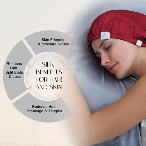 Double Layered 100% Silk Adjustable Sleep Cap